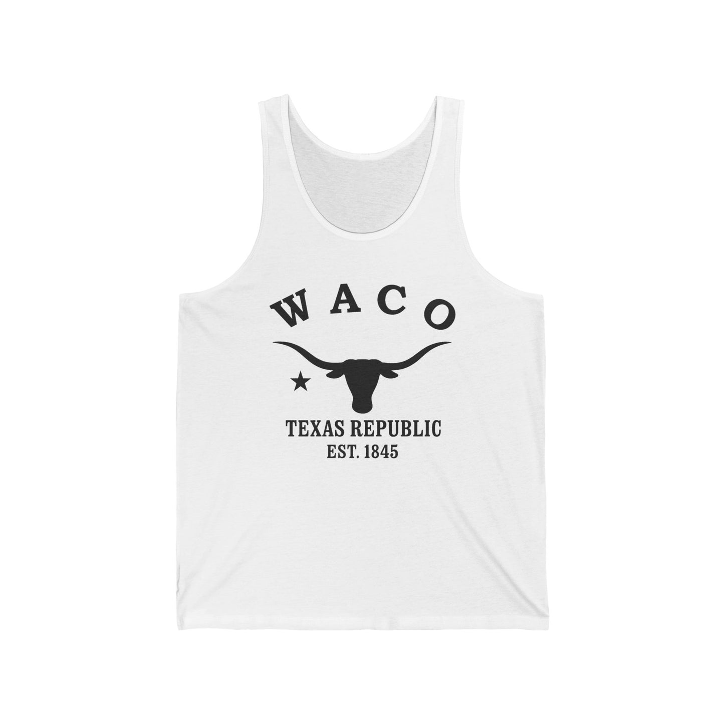 Waco Texas Unisex Cotton Jersey Tank Top - Black Logo