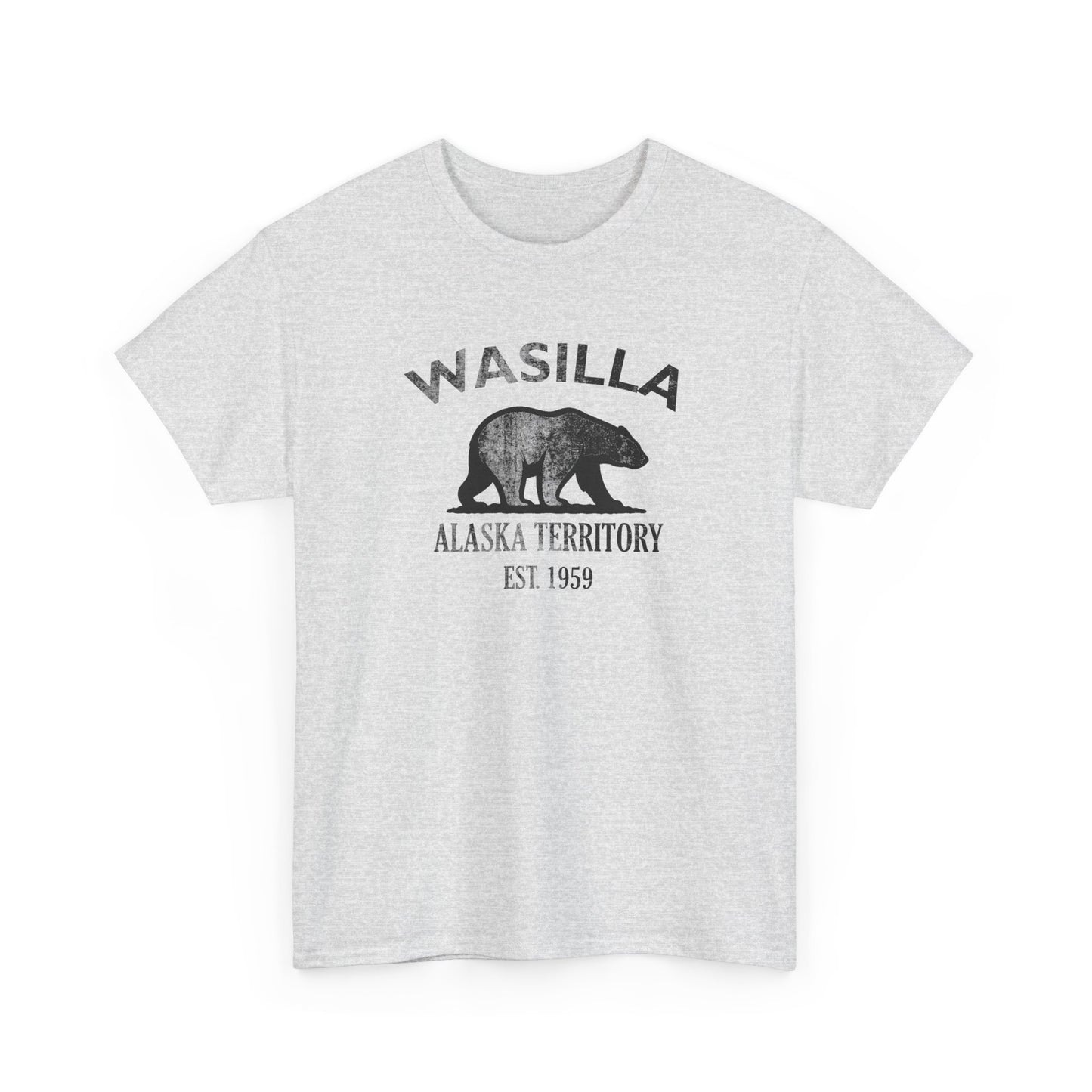 Wasilla Alaska Vintage Retro Unisex Heavy Cotton Tee - Black Logo