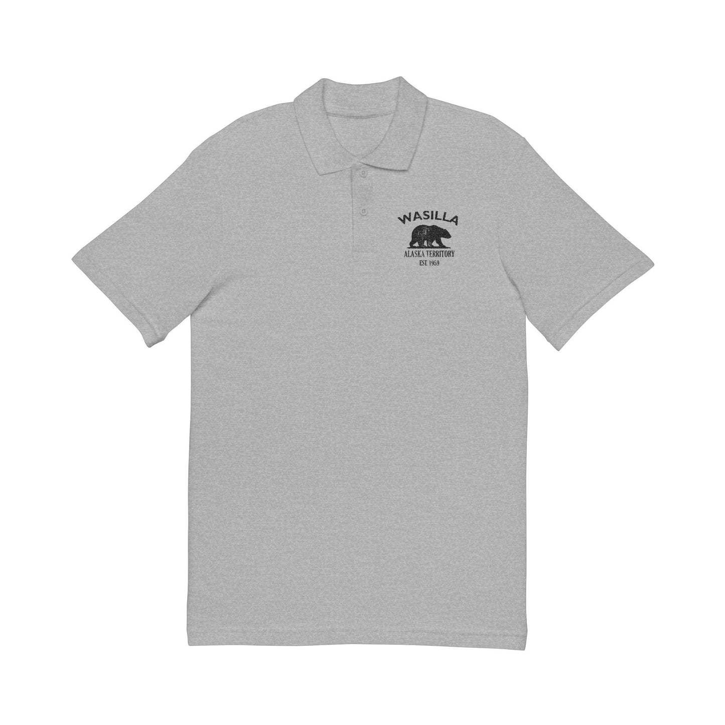 Wasilla Alaska Vintage Retro Unisex Embroidered Cotton Polo - Black Logo
