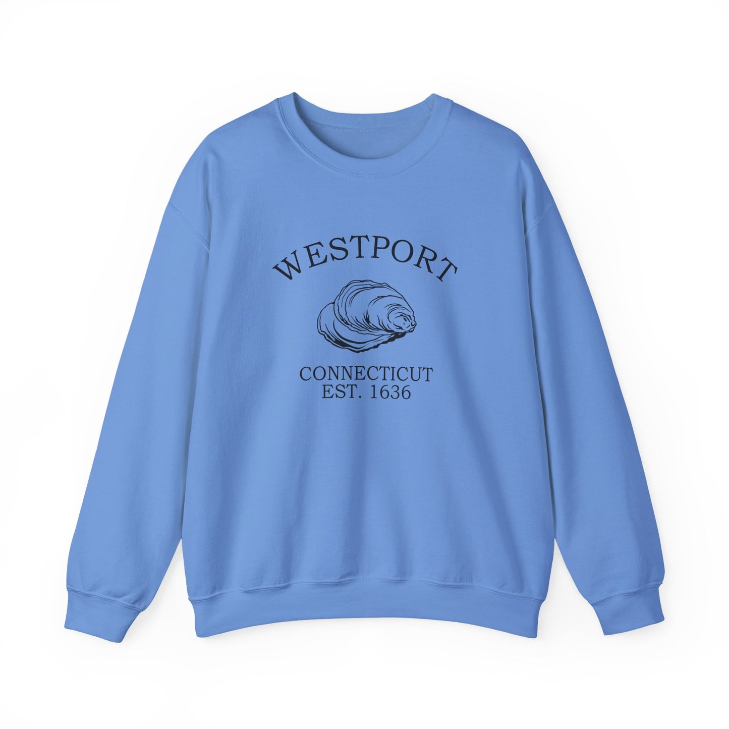 Westport Connecticut Vintage Retro Unisex Heavy Crewneck Sweatshirt - Black Logo