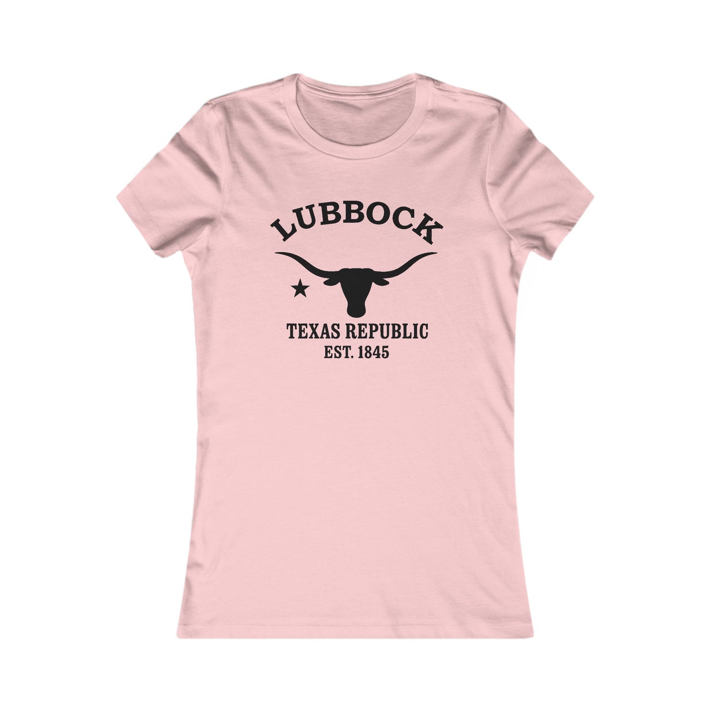 Lubbock Texas Ringspun Cotten Fitted Vintage Retro Womens Tee - Black Logo