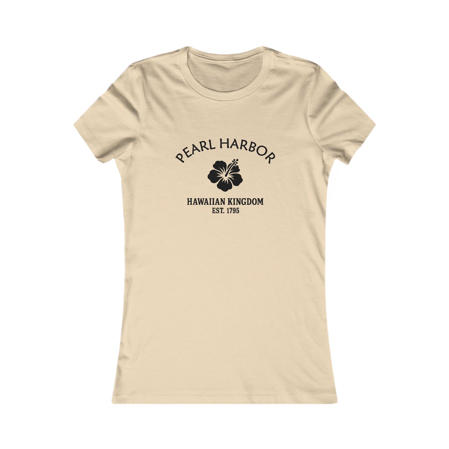 Pearl Harbor Hawaii Vintage Retro Womens Fitted Ringspun Cotton Tee - Black Logo