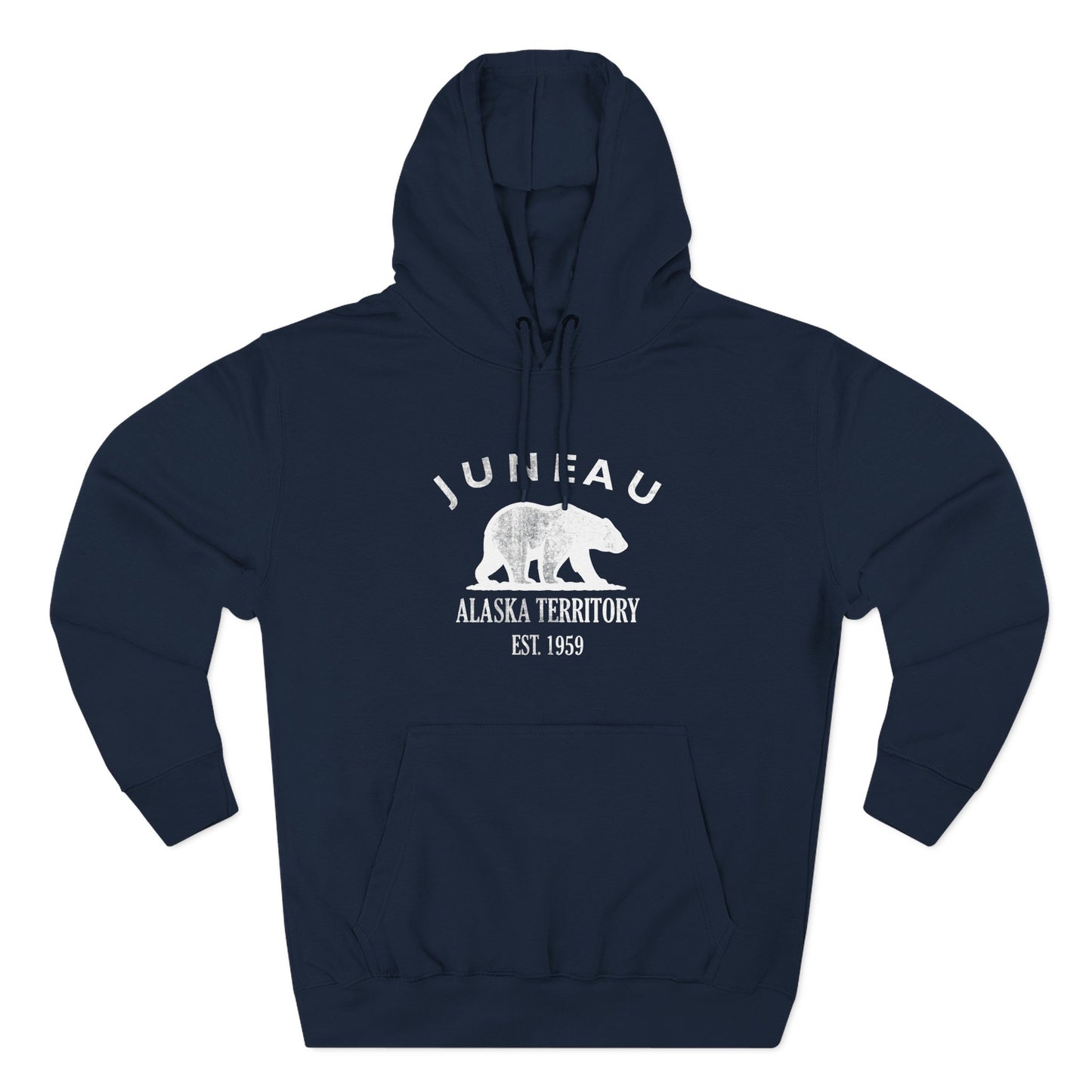 Juneau Alaska Vintage Retro Unisex Heavy Cotton Hoodie - White Logo