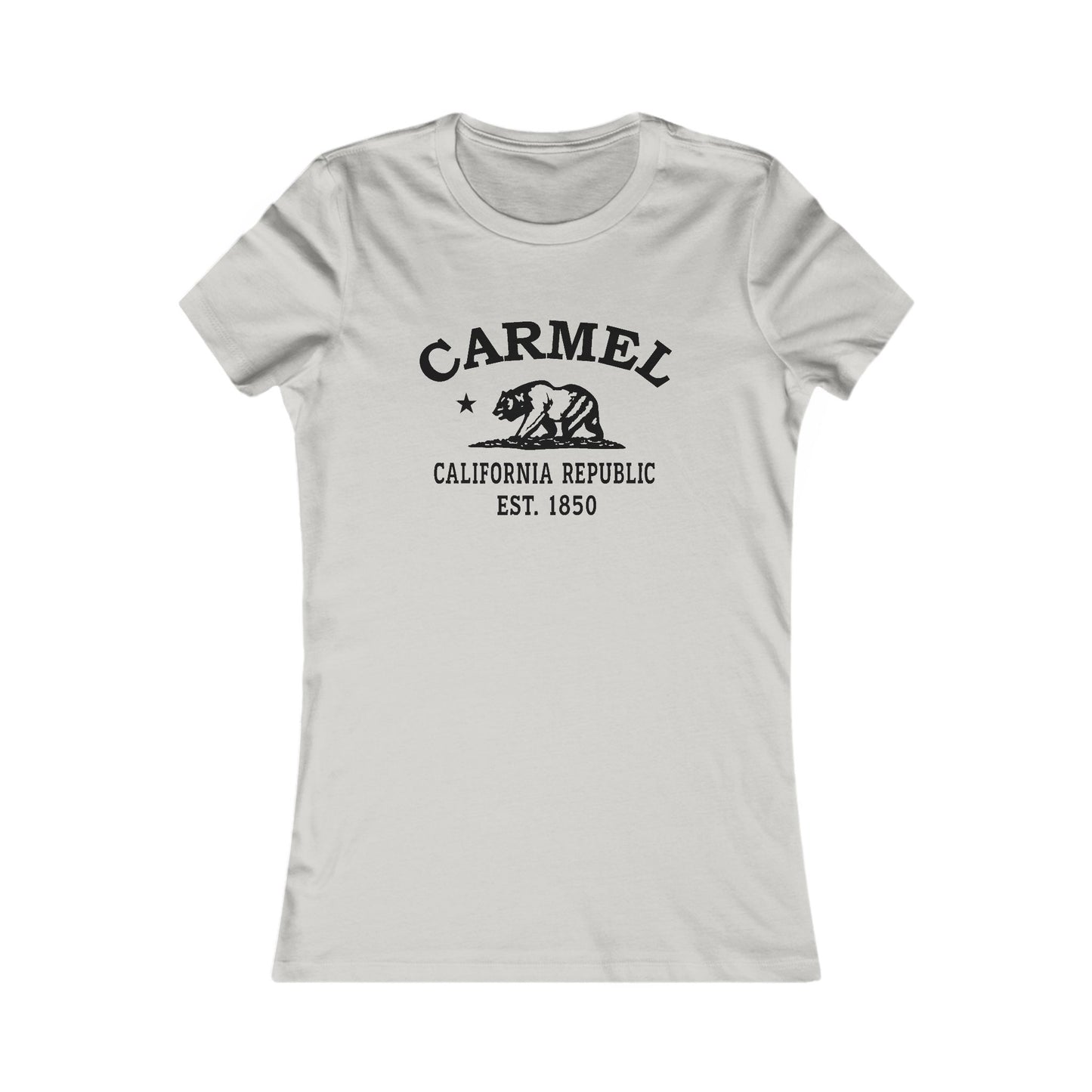 Carmel California Vintage Retro Womens Fitted Ringspun Cotton Tee - Black Logo