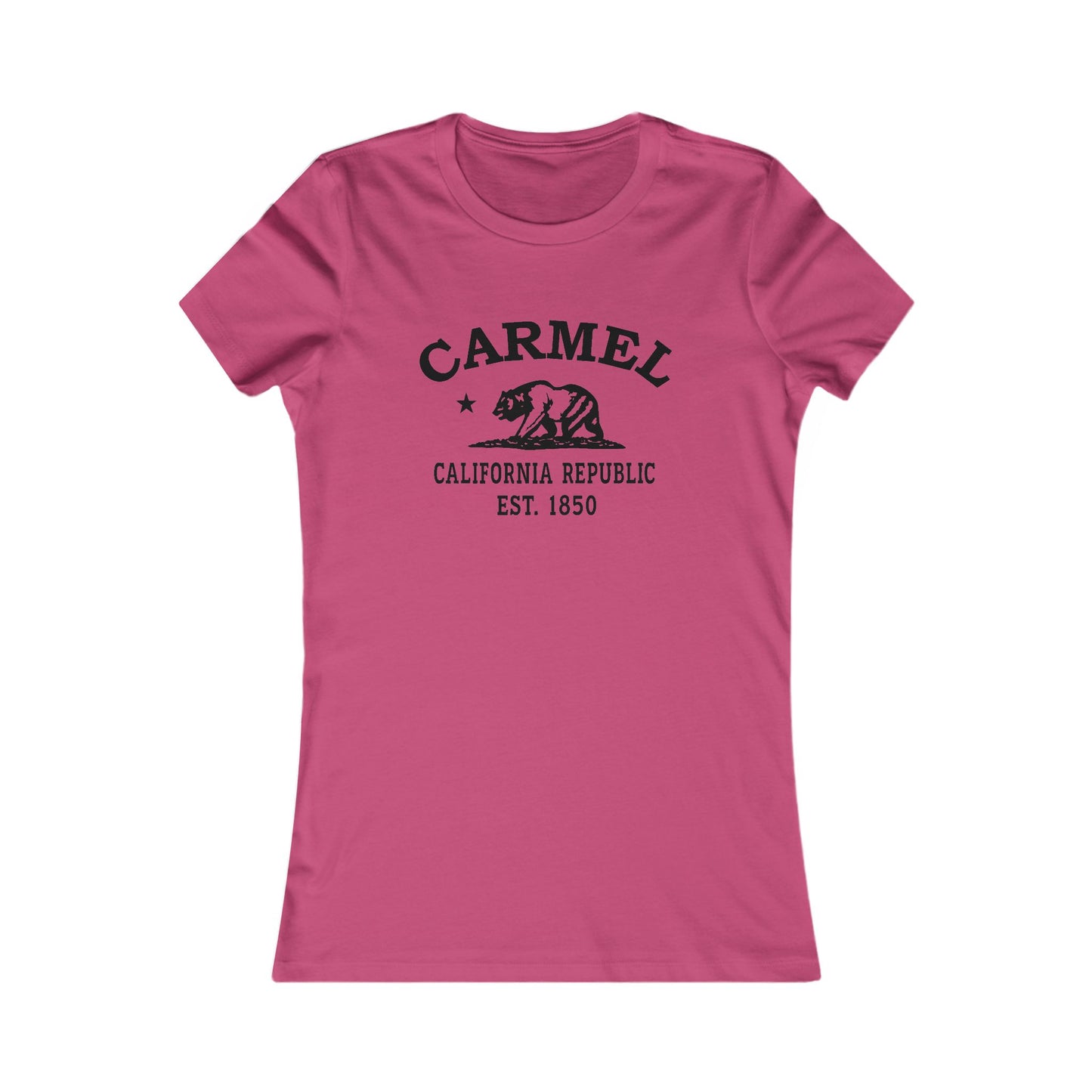 Carmel California Vintage Retro Womens Fitted Ringspun Cotton Tee - Black Logo