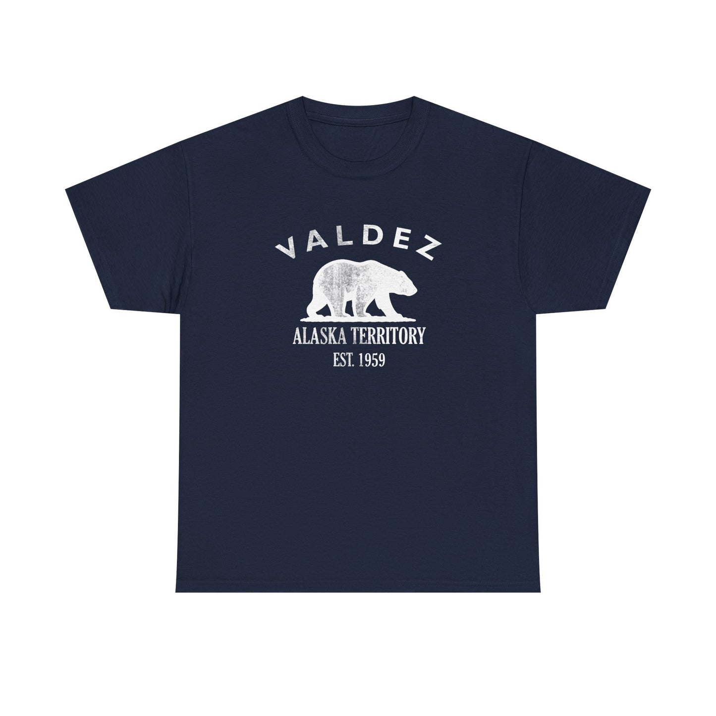 Valdez Alaska Vintage Retro Unisex Heavy Cotton Tee - White Logo
