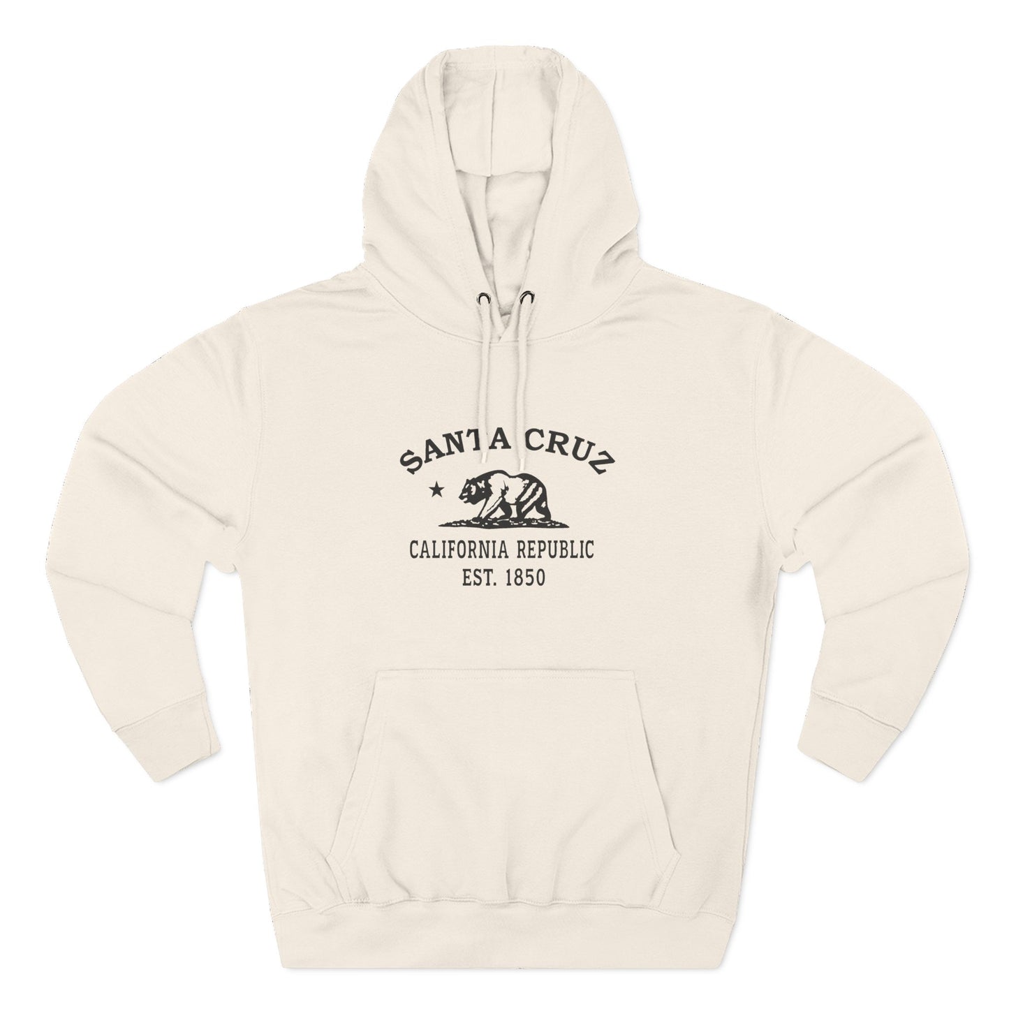 Santa Cruz California Vintage Retro Unisex Heavy Cotton Hoodie - Black Logo