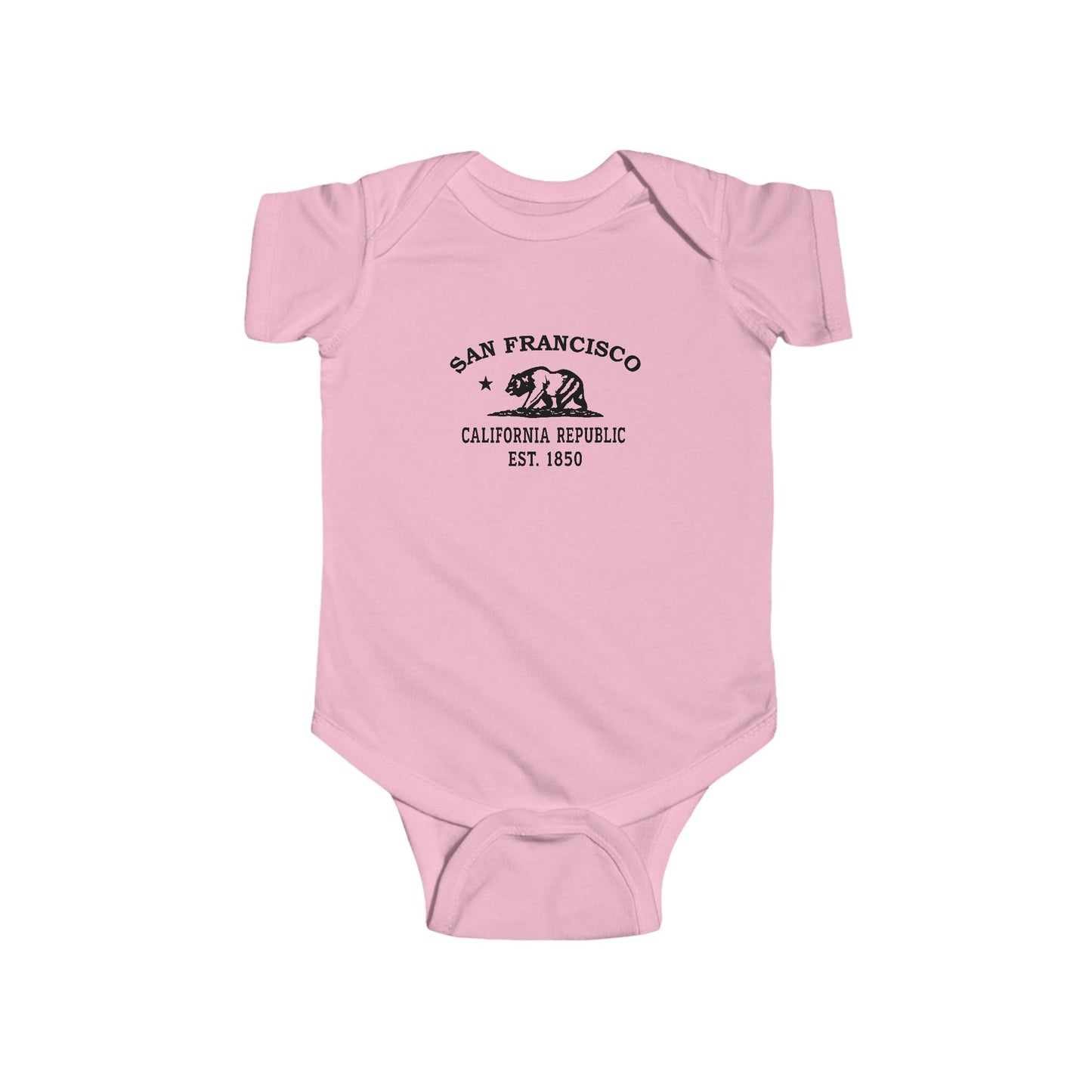 San Francisco California Vintage Retro Cotton Jersey Baby Bodysuit - Black Logo