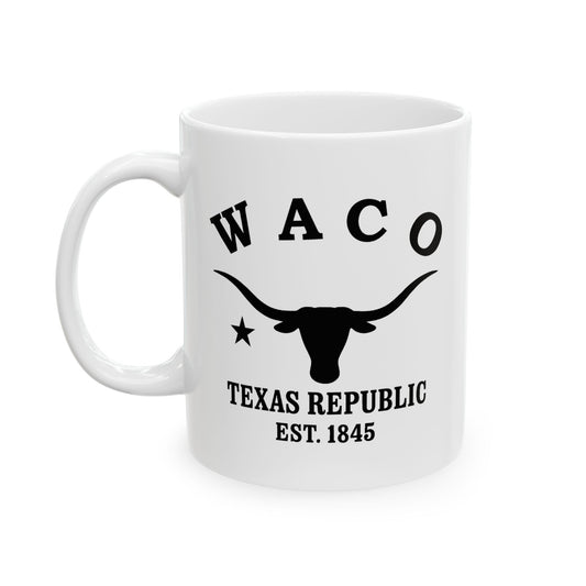 Waco Texas Vintage Retro Ceramic Mug - Black Logo