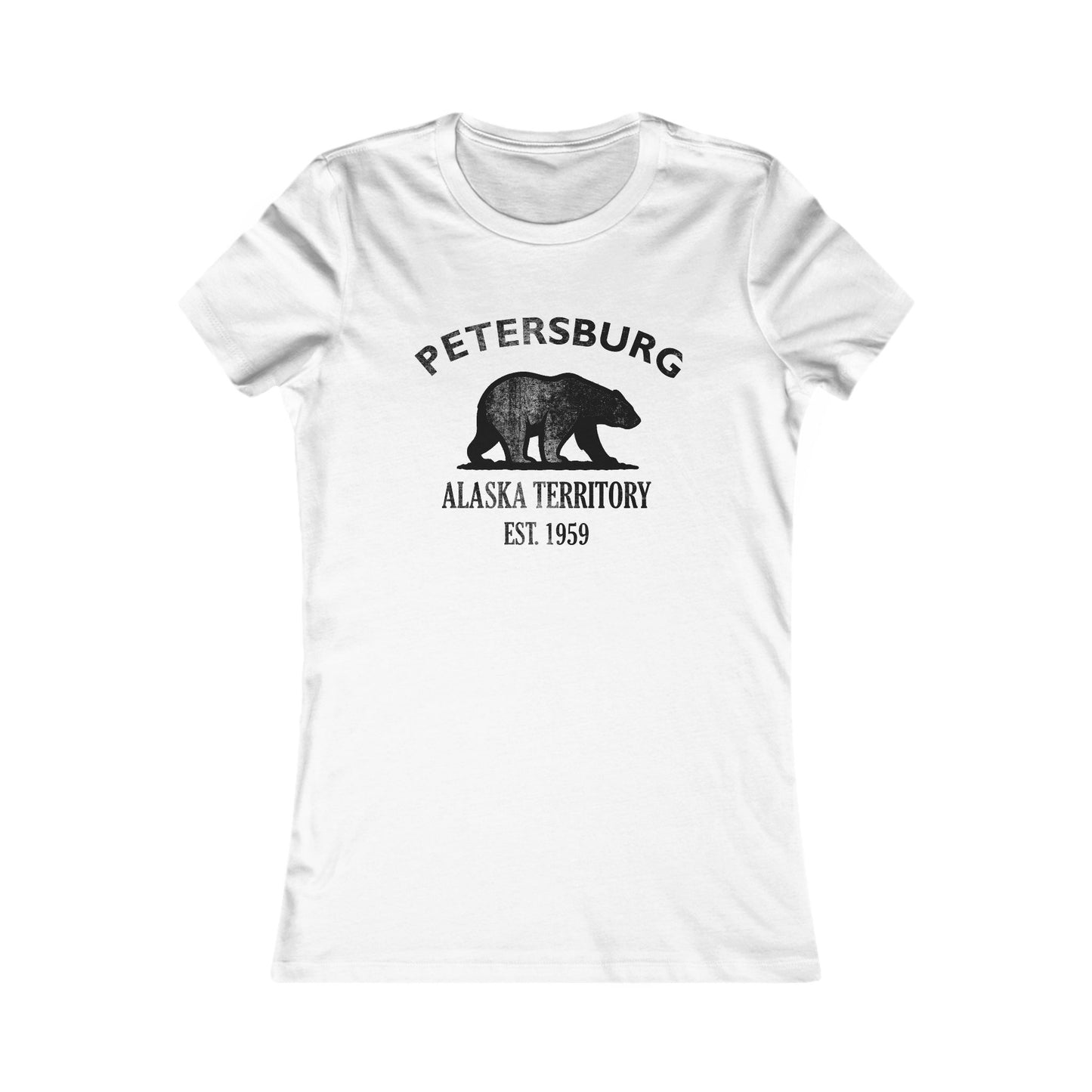 Petersburg Alaska Ringspun Cotten Fitted Vintage Retro Womens Tee - Black Logo