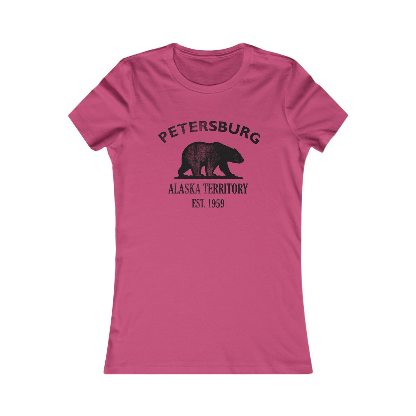 Petersburg Alaska Ringspun Cotten Fitted Vintage Retro Womens Tee - Black Logo