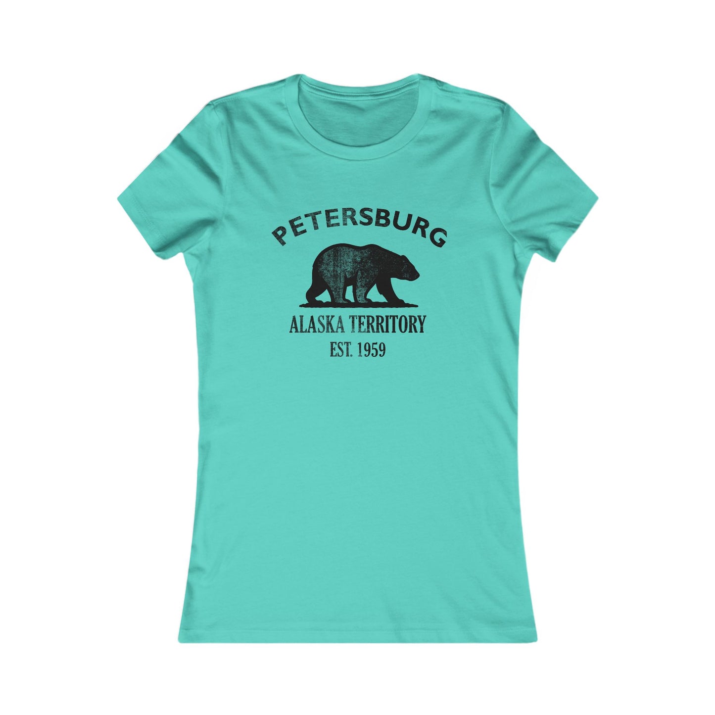 Petersburg Alaska Ringspun Cotten Fitted Vintage Retro Womens Tee - Black Logo
