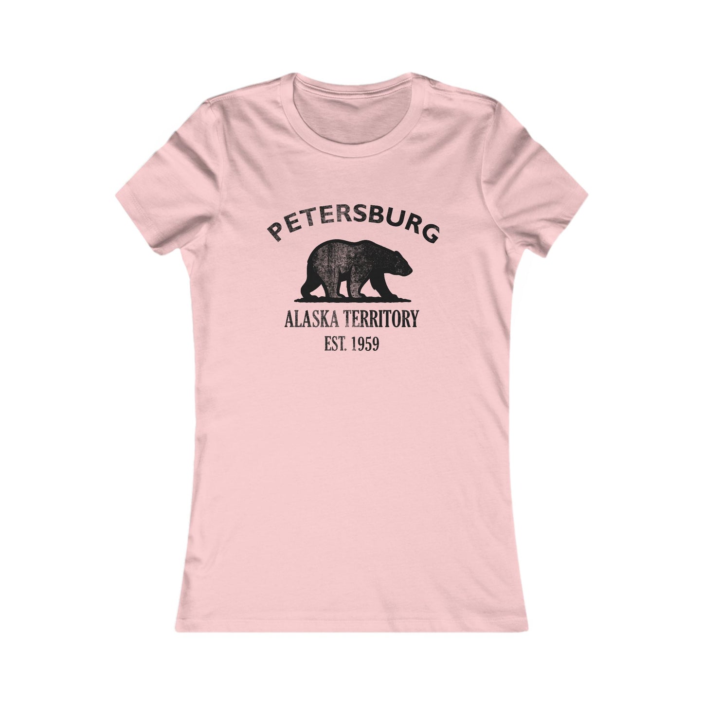 Petersburg Alaska Ringspun Cotten Fitted Vintage Retro Womens Tee - Black Logo