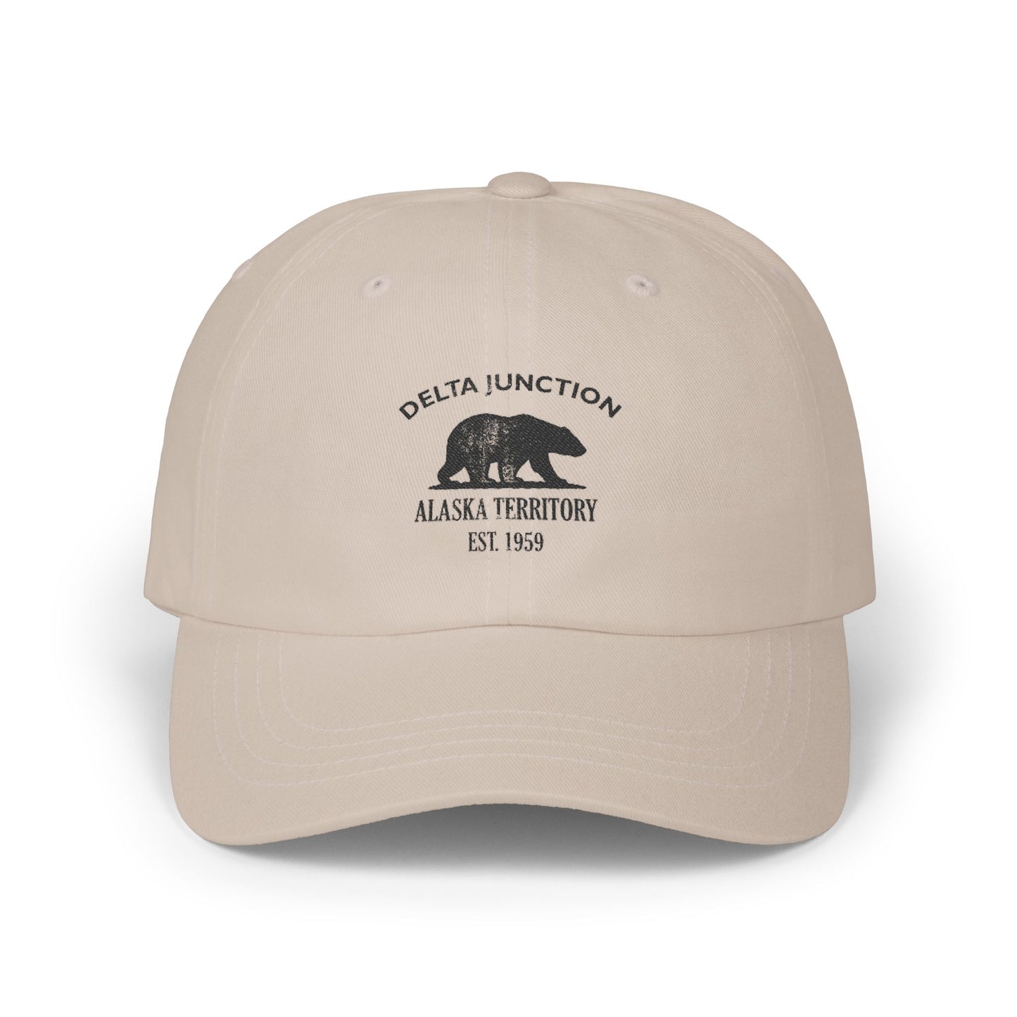 Delta Junction Alaska Vintage Retro Embroidered Cotton Cap - Black Logo