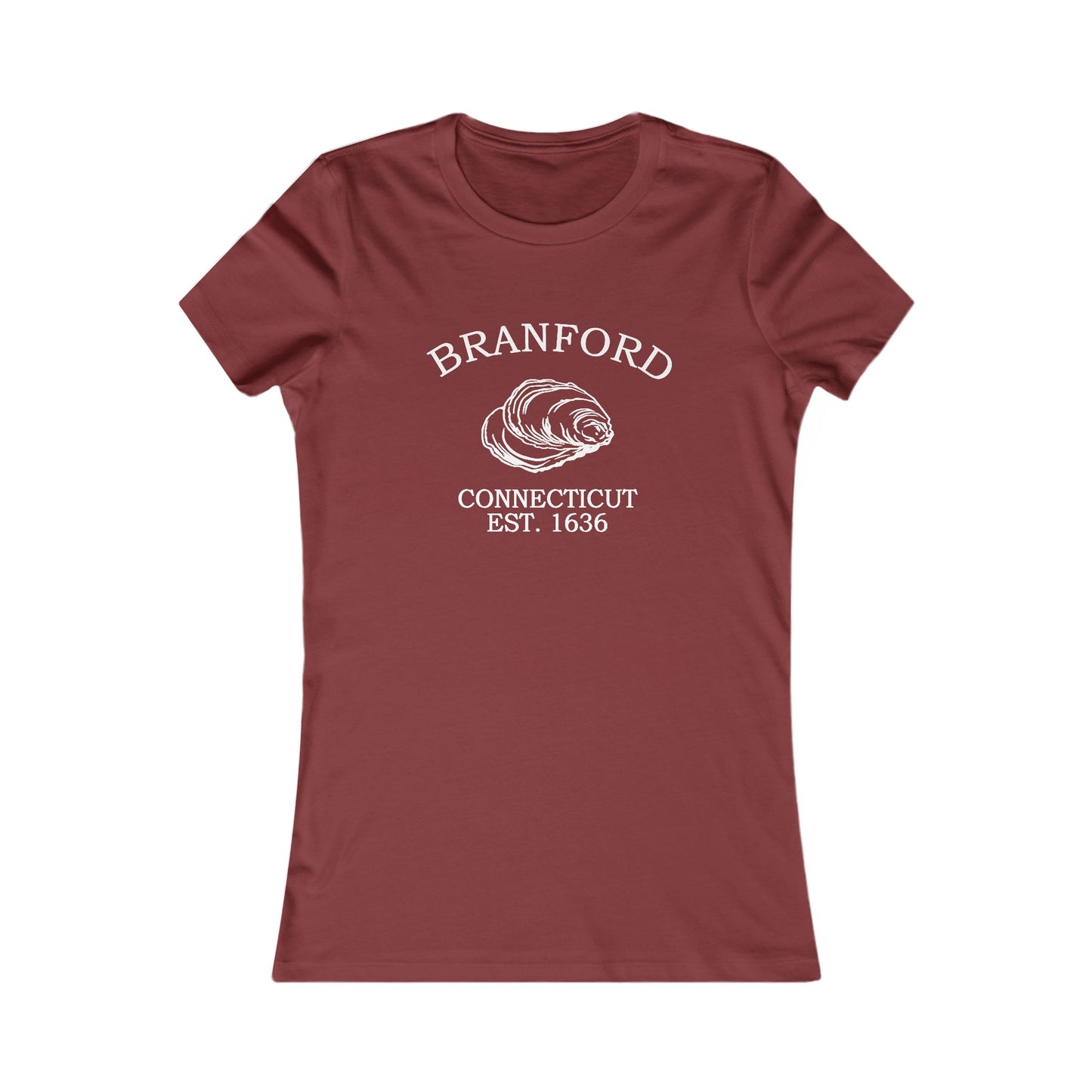 Branford Connecticut Vintage Retro Womens Fitted Ringspun Cotton Tee - White Logo