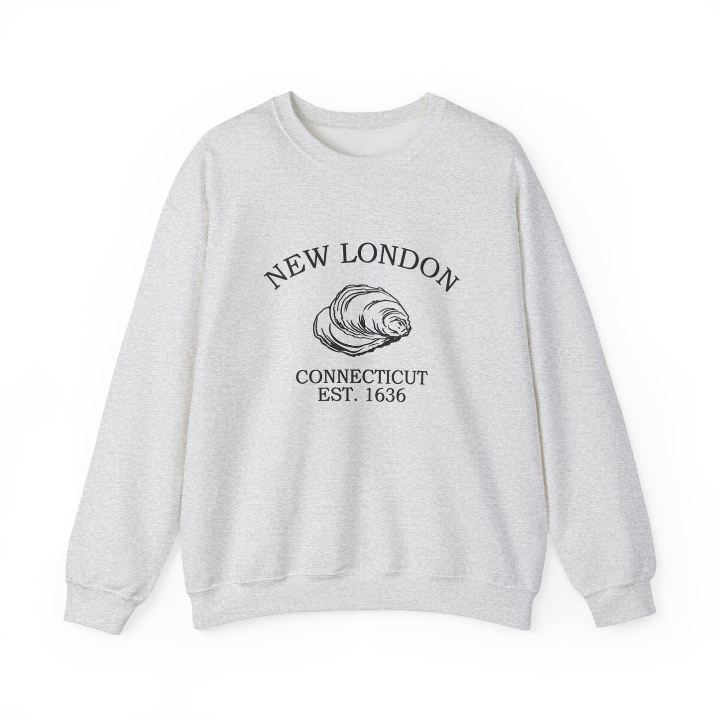 New London Connecticut Vintage Retro Unisex Heavy Crewneck Sweatshirt - Black Logo