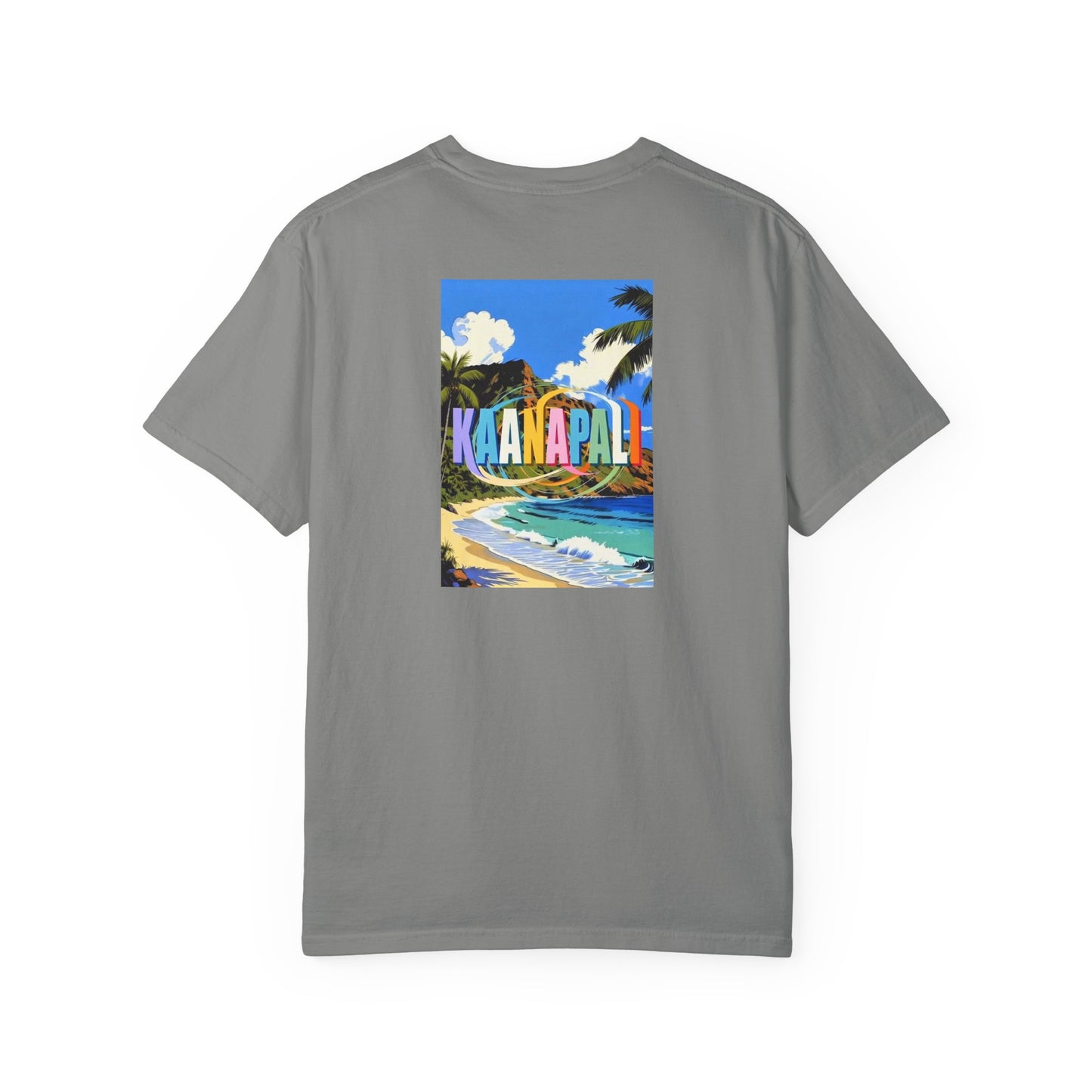Kaanapali Hawaii Vintage Retro Back Printed Art Series Cotton Tee - Black Logo