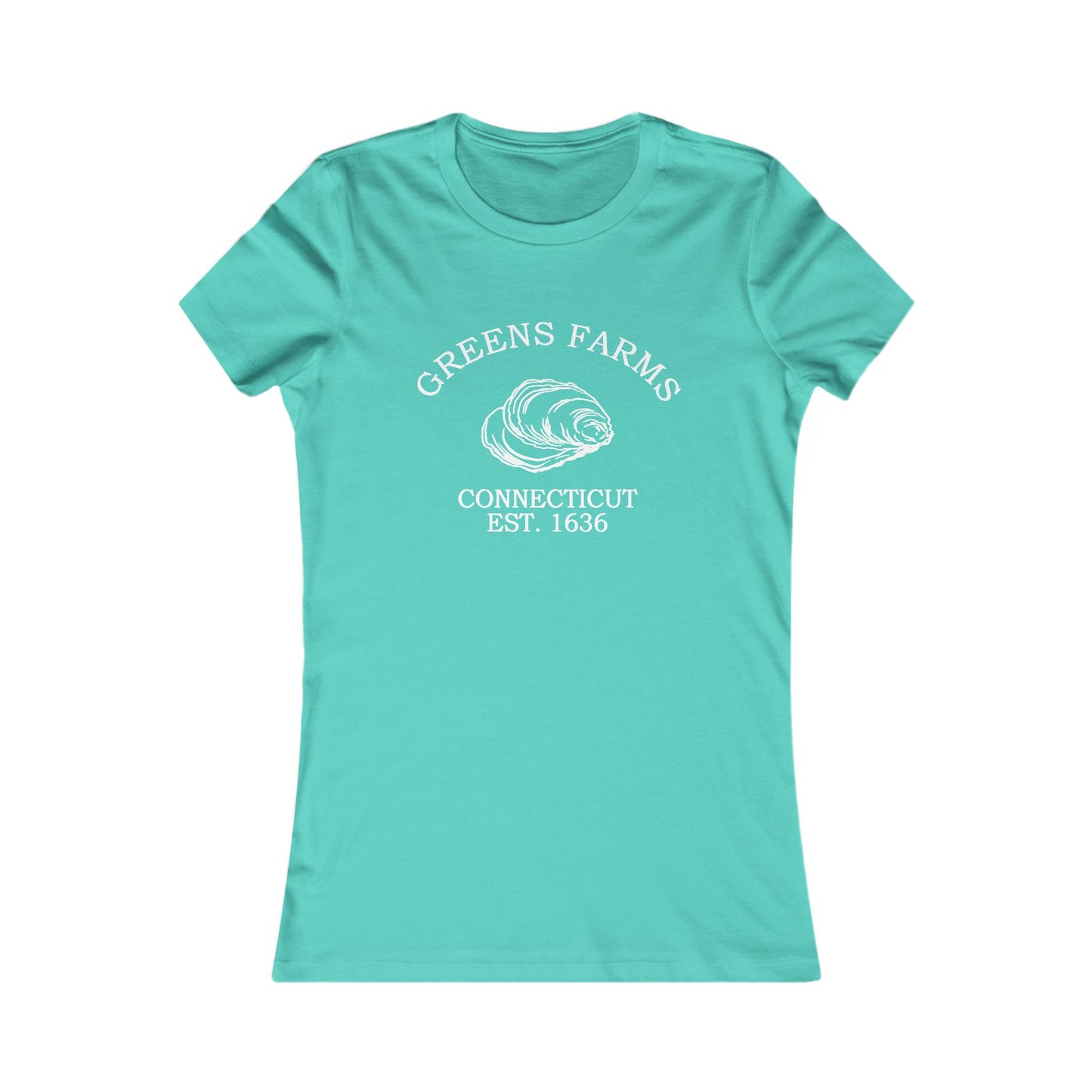 Greens Farms Connecticut Vintage Retro Womens Fitted Ringspun Cotton Tee - White Logo