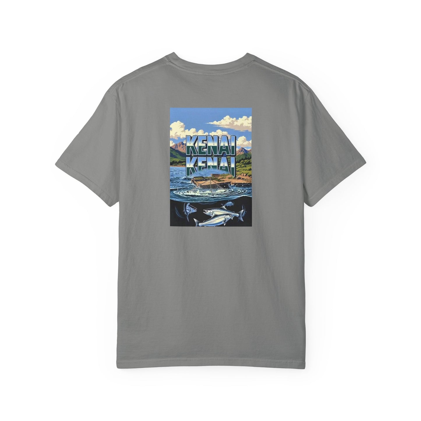 Kenai Alaska Vintage Retro Back Printed Art Series Cotton Tee - Black Logo