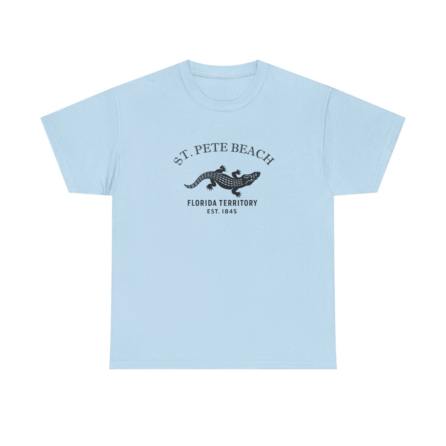 St Pete Beach Florida Vintage Retro Unisex Heavy Cotton Tee - Black Logo