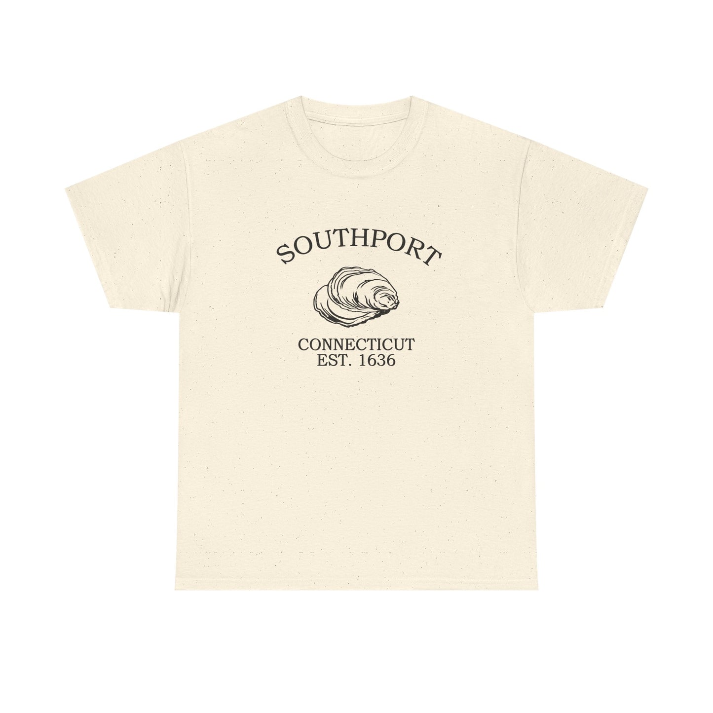 Southport Connecticut Vintage Retro Unisex Heavy Cotton Tee - Black Logo