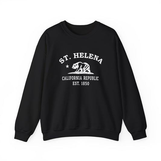 St Helena California Vintage Retro Unisex Heavy Crewneck Sweatshirt - White Logo