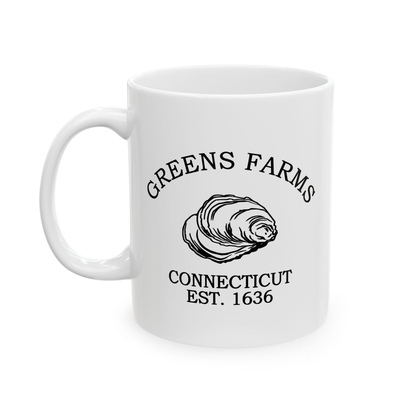 Greens Farms Connecticut Vintage Retro Ceramic Mug - Black Logo