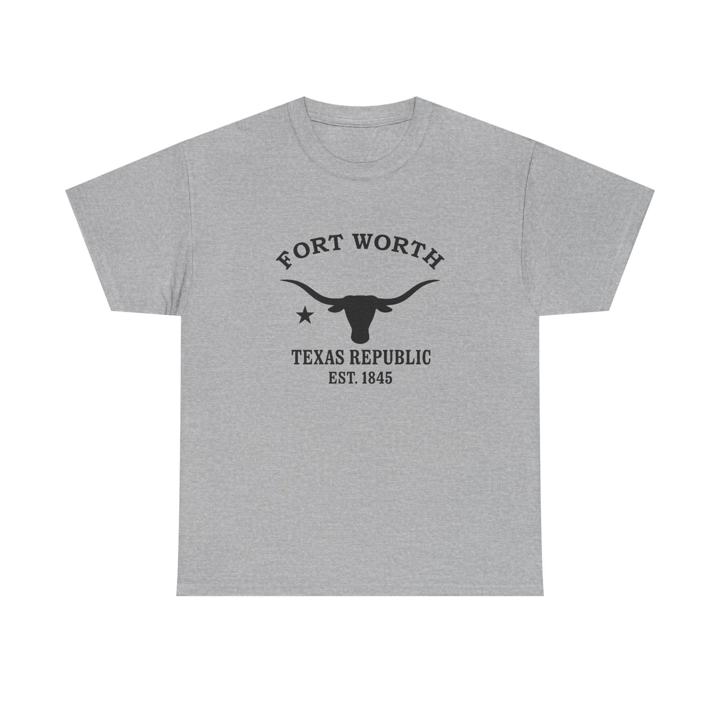 Fort Worth Texas Vintage Retro Unisex Heavy Cotton Tee - Black Logo