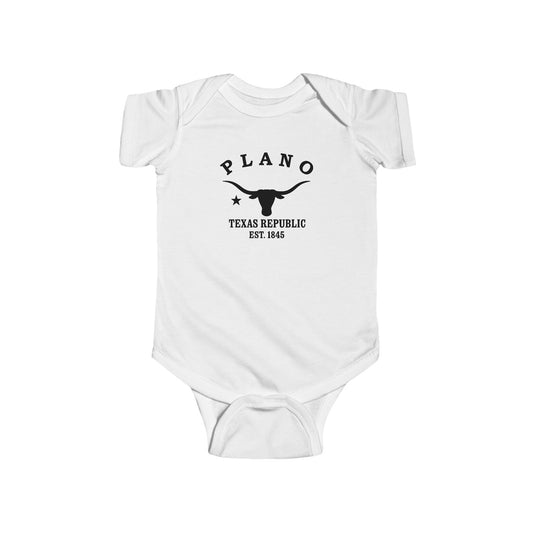 Plano Texas Vintage Retro Cotton Jersey Baby Bodysuit - Black Logo