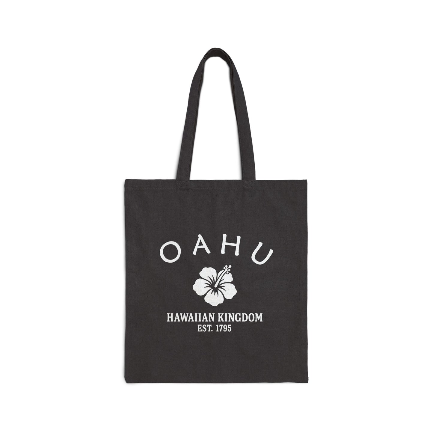 Oahu Hawaii Vintage Retro Cotton Canvas Tote Bag - White Logo