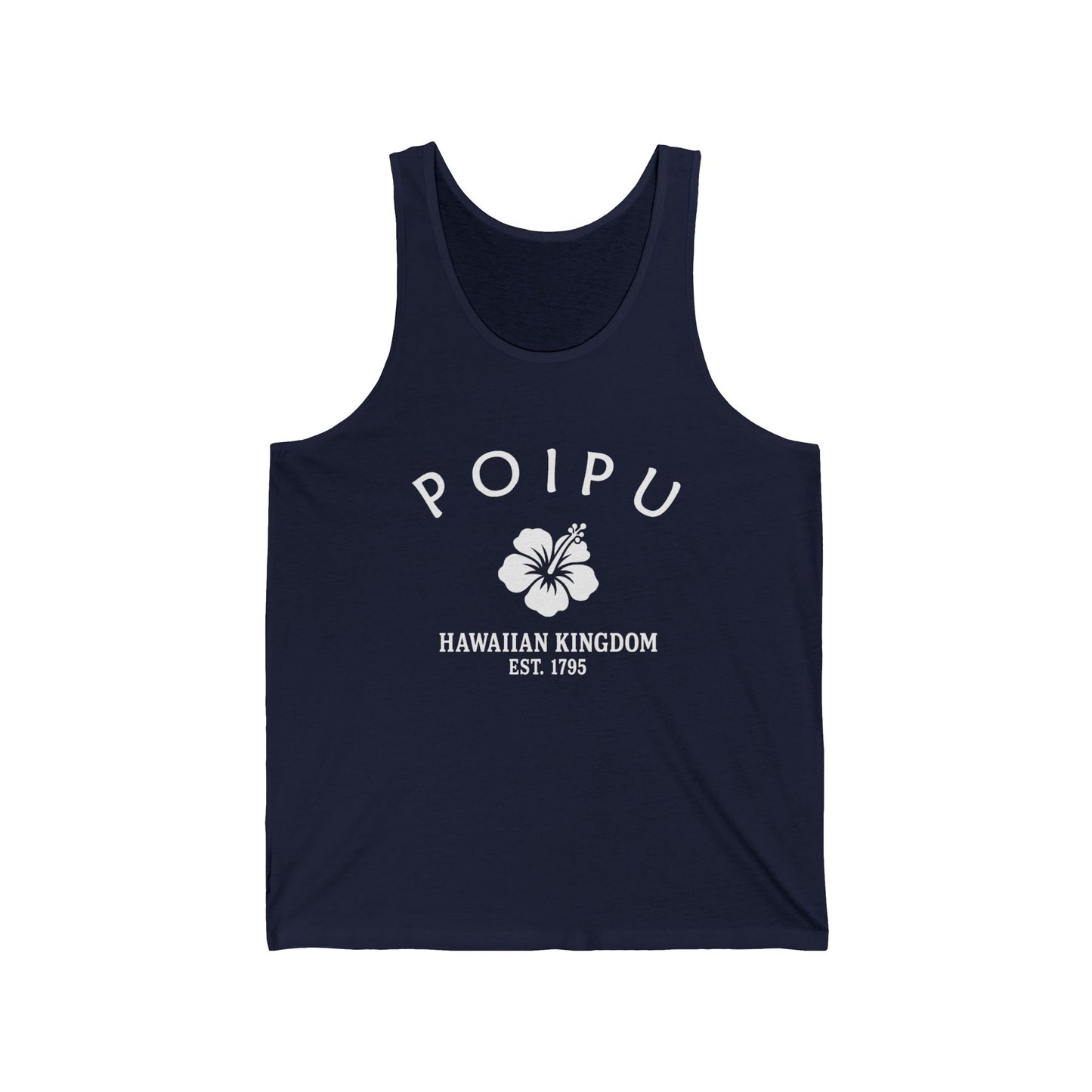 Poipu Hawaii Unisex Cotton Jersey Tank Top - White Logo