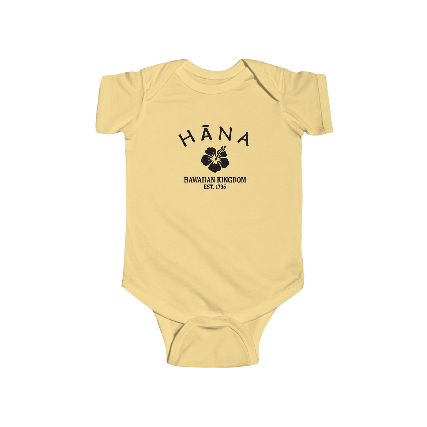 Hana Hawaii Vintage Retro Cotton Jersey Baby Bodysuit - Black Logo
