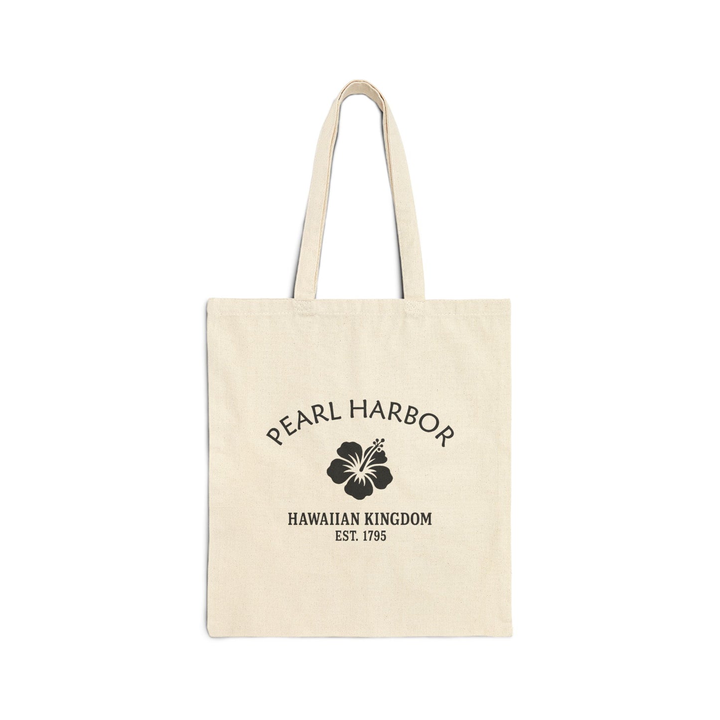 Pearl Harbor Hawaii Vintage Retro Cotton Canvas Tote Bag - Black Logo