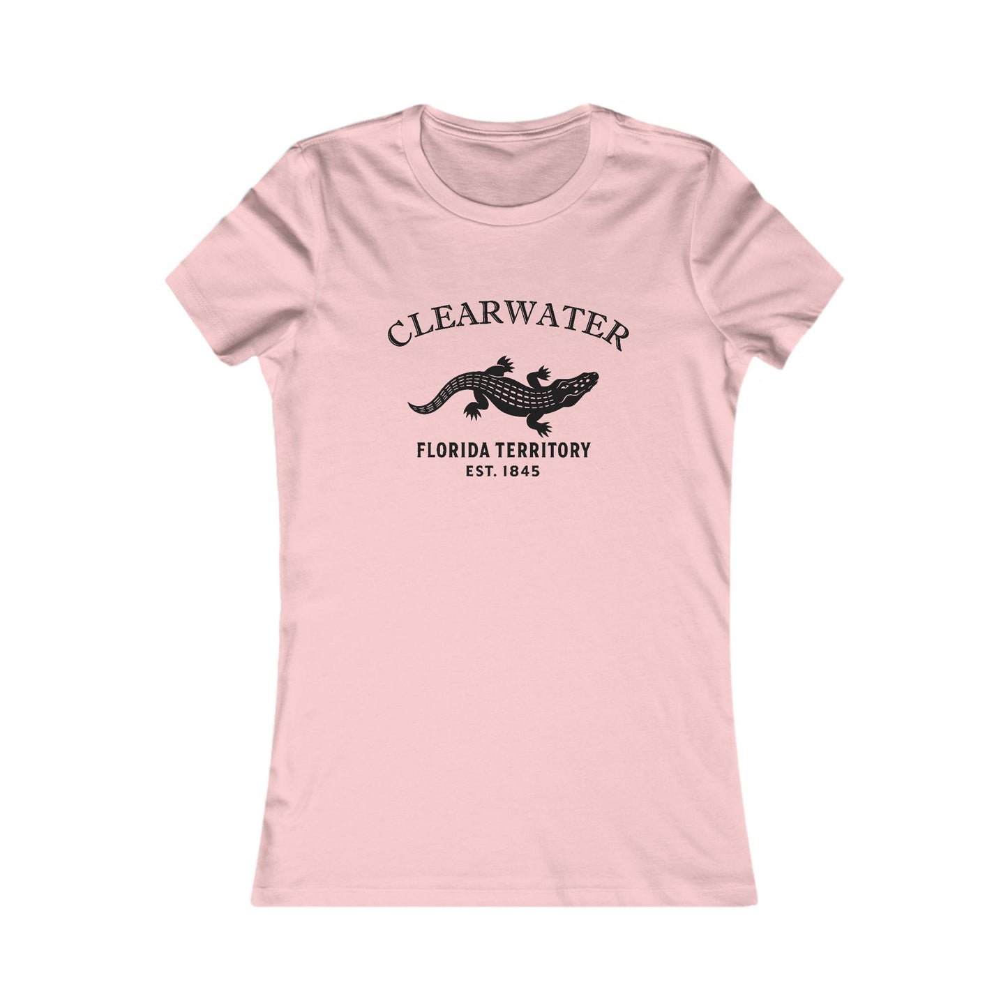 Clearwater Florida Ringspun Cotten Fitted Vintage Retro Womens Tee - Black Logo