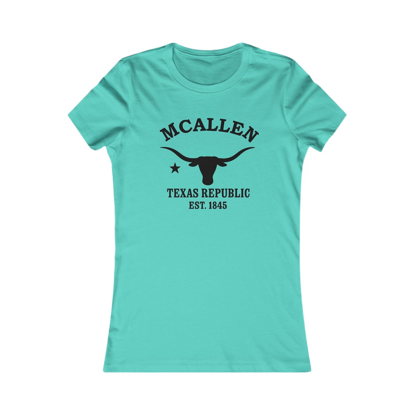 McAllen Texas Ringspun Cotten Fitted Vintage Retro Womens Tee - Black Logo