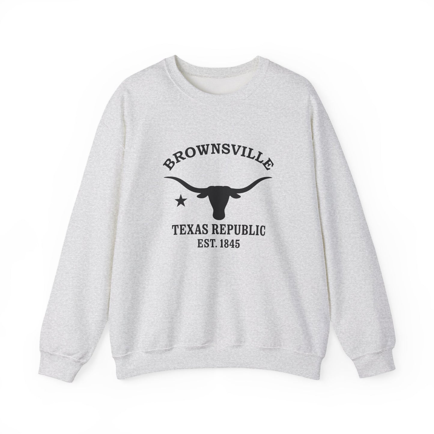 Brownsville Texas Vintage Retro Unisex Heavy Crewneck Sweatshirt - Black Logo