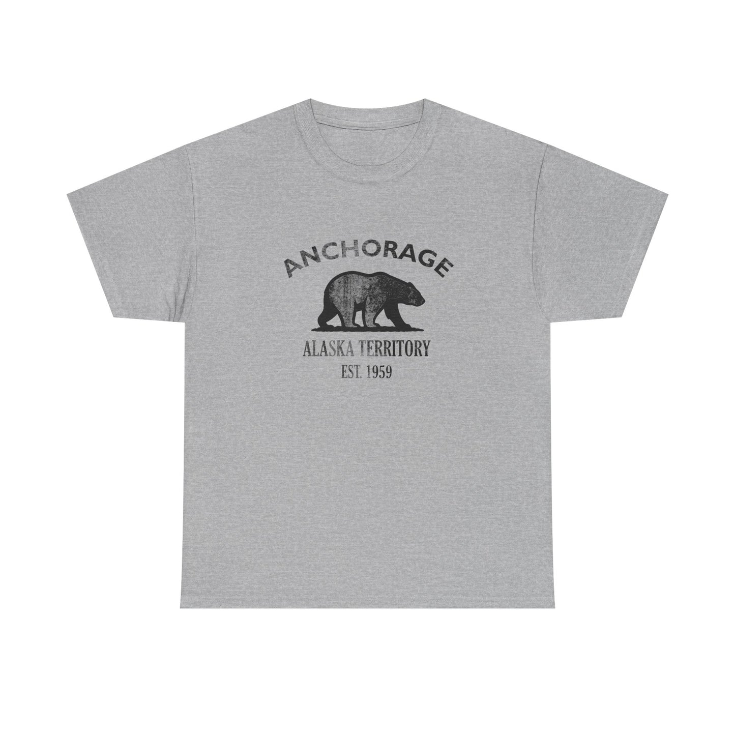 Anchorage Alaska Vintage Retro Unisex Heavy Cotton Tee - Black Logo