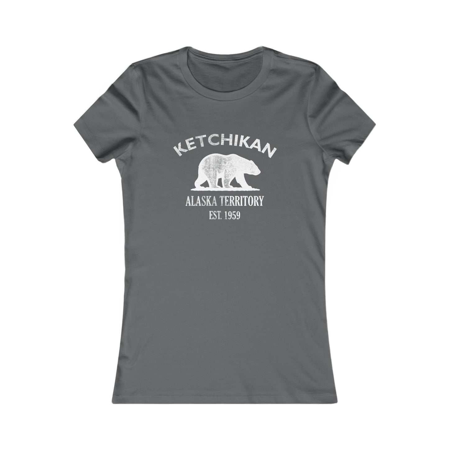 Ketchikan Alaska Vintage Retro Womens Fitted Ringspun Cotton Tee - White Logo