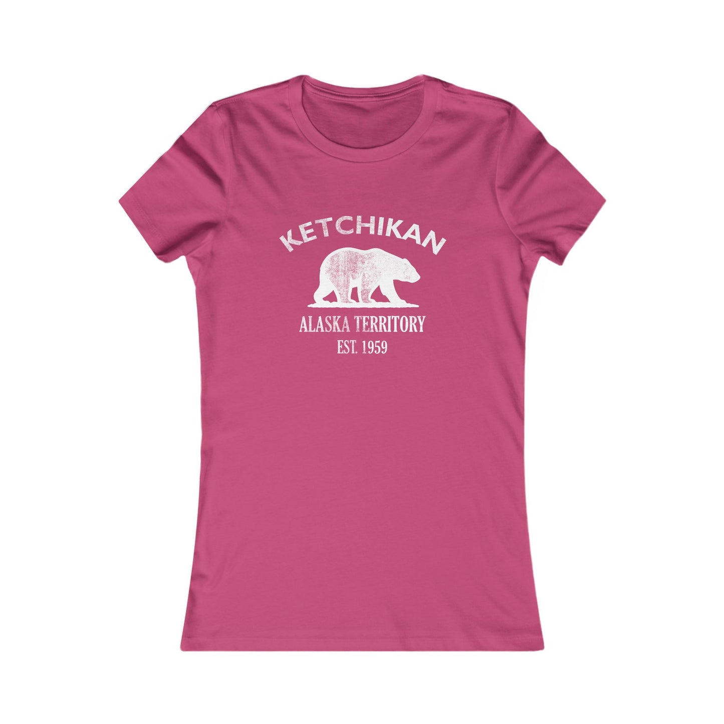 Ketchikan Alaska Vintage Retro Womens Fitted Ringspun Cotton Tee - White Logo