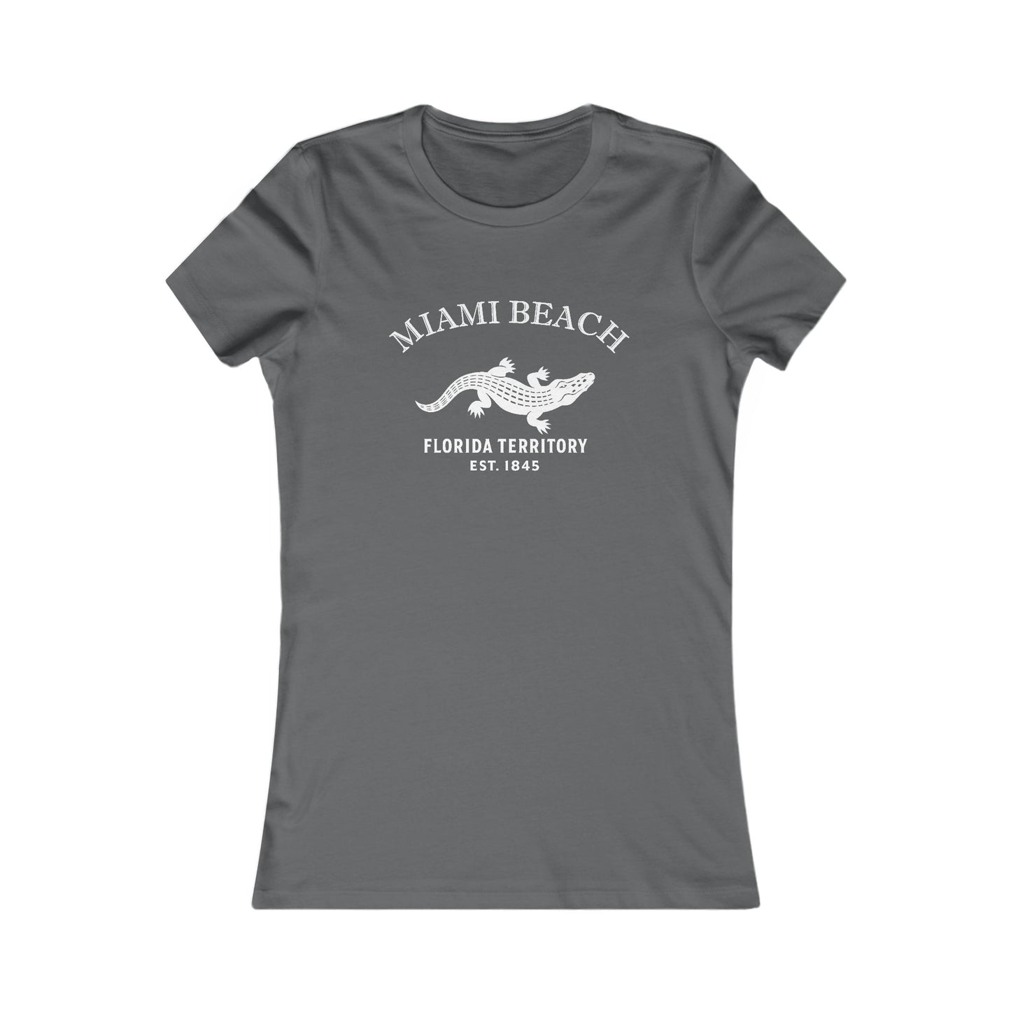 Miami Beach Florida Vintage Retro Womens Fitted Ringspun Cotton Tee - White Logo