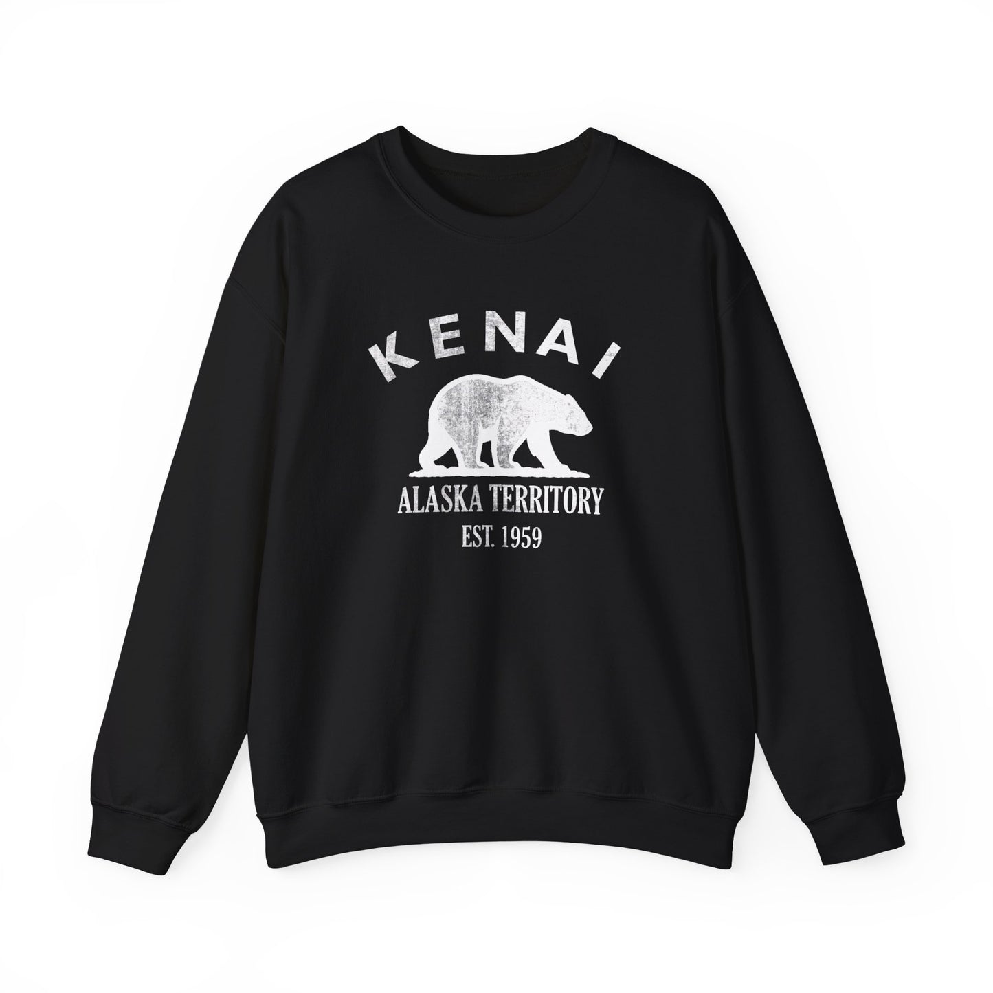 Kenai Alaska Vintage Retro Unisex Heavy Crewneck Sweatshirt - White Logo