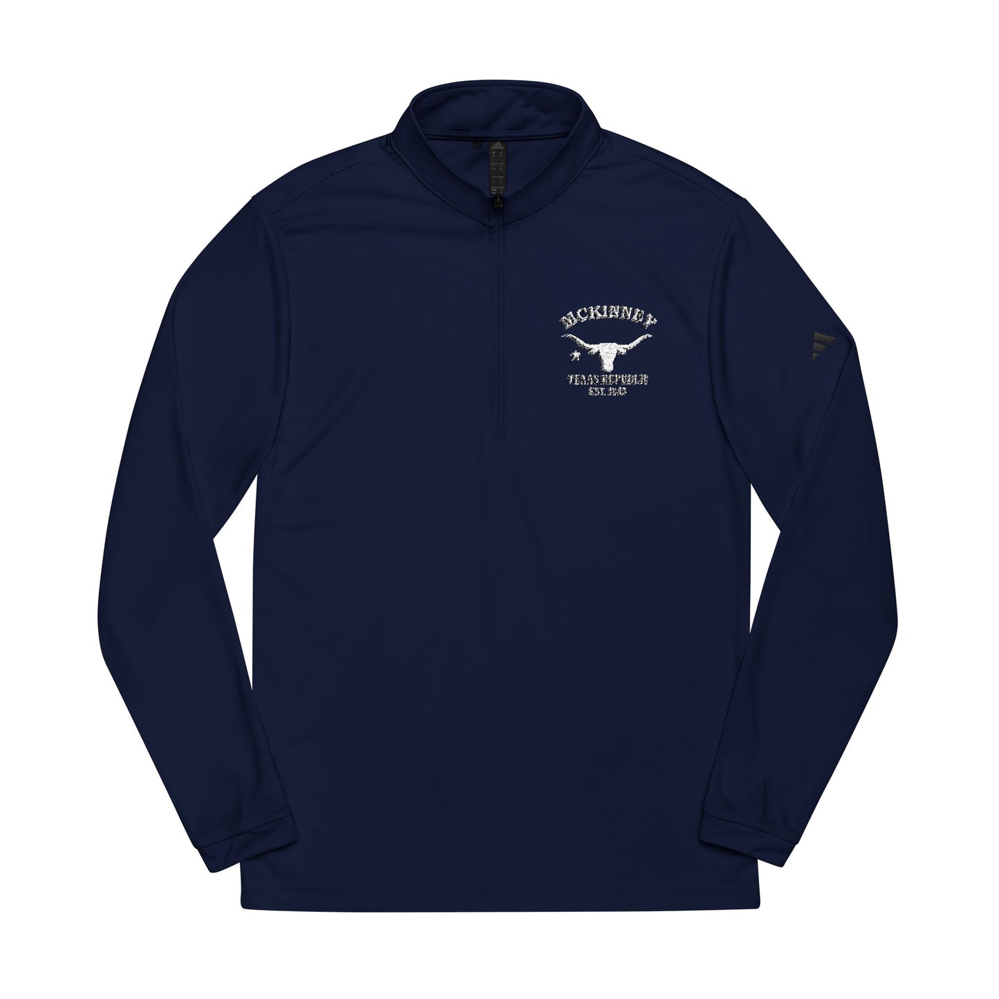 McKinney Texas Vintage Retro Quarter-Zip Embroidered Pullover - White Logo