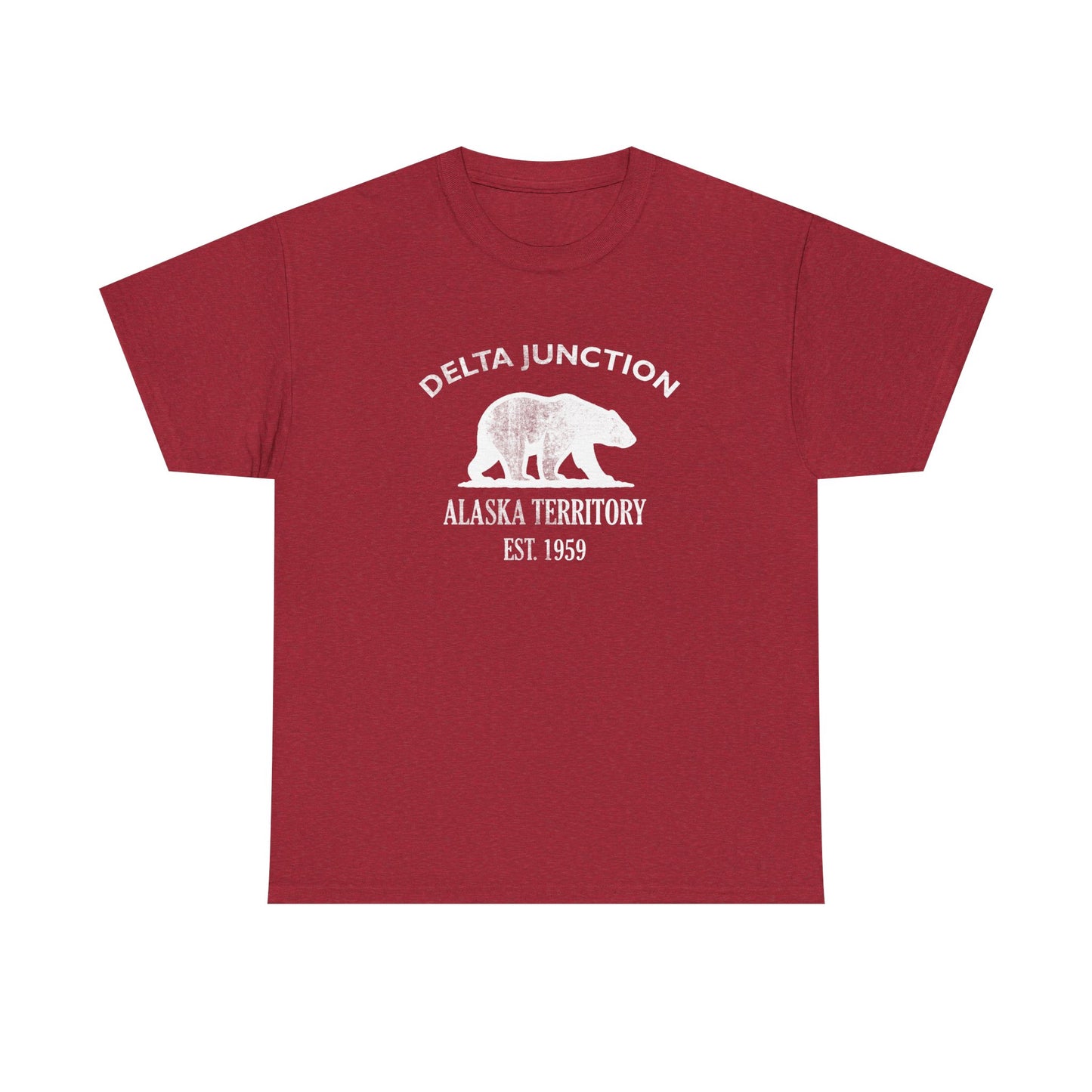 Delta Junction Alaska Vintage Retro Unisex Heavy Cotton Tee - White Logo