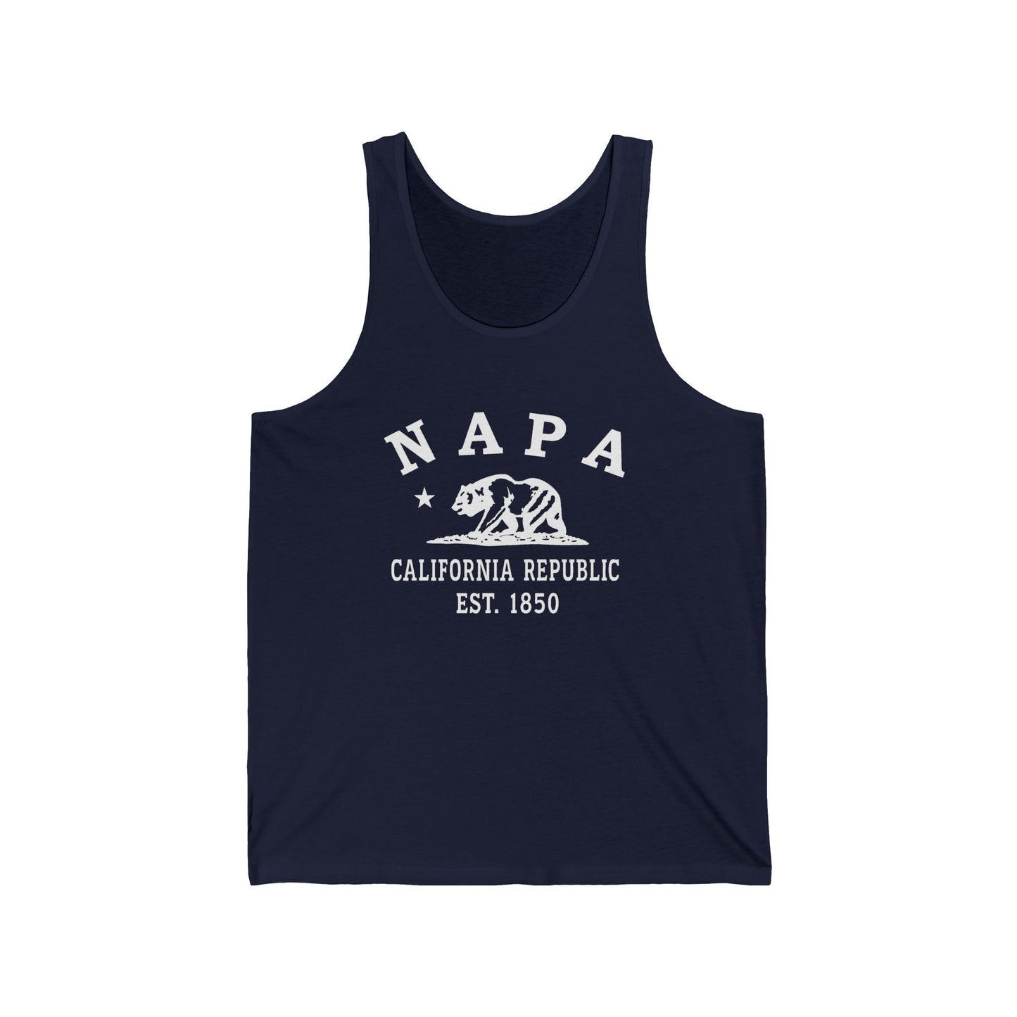 Napa California Unisex Cotton Jersey Tank Top - White Logo