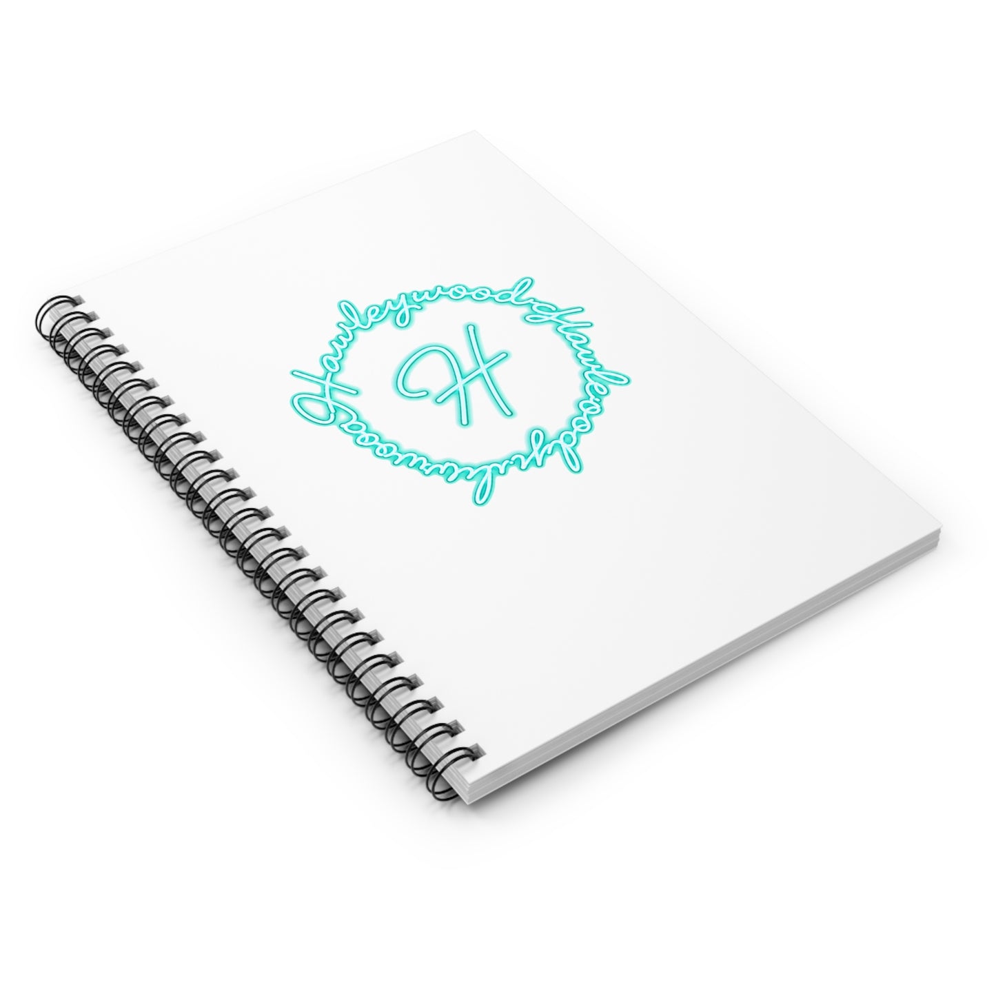 Hawleywood Vintage Retro Spiral Ruled Journal - Green Neon Lace Logo