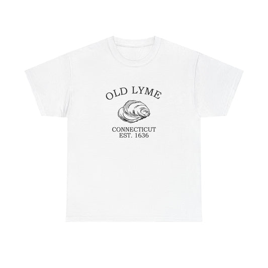 Old Lyme Connecticut Vintage Retro Unisex Heavy Cotton Tee - Black Logo