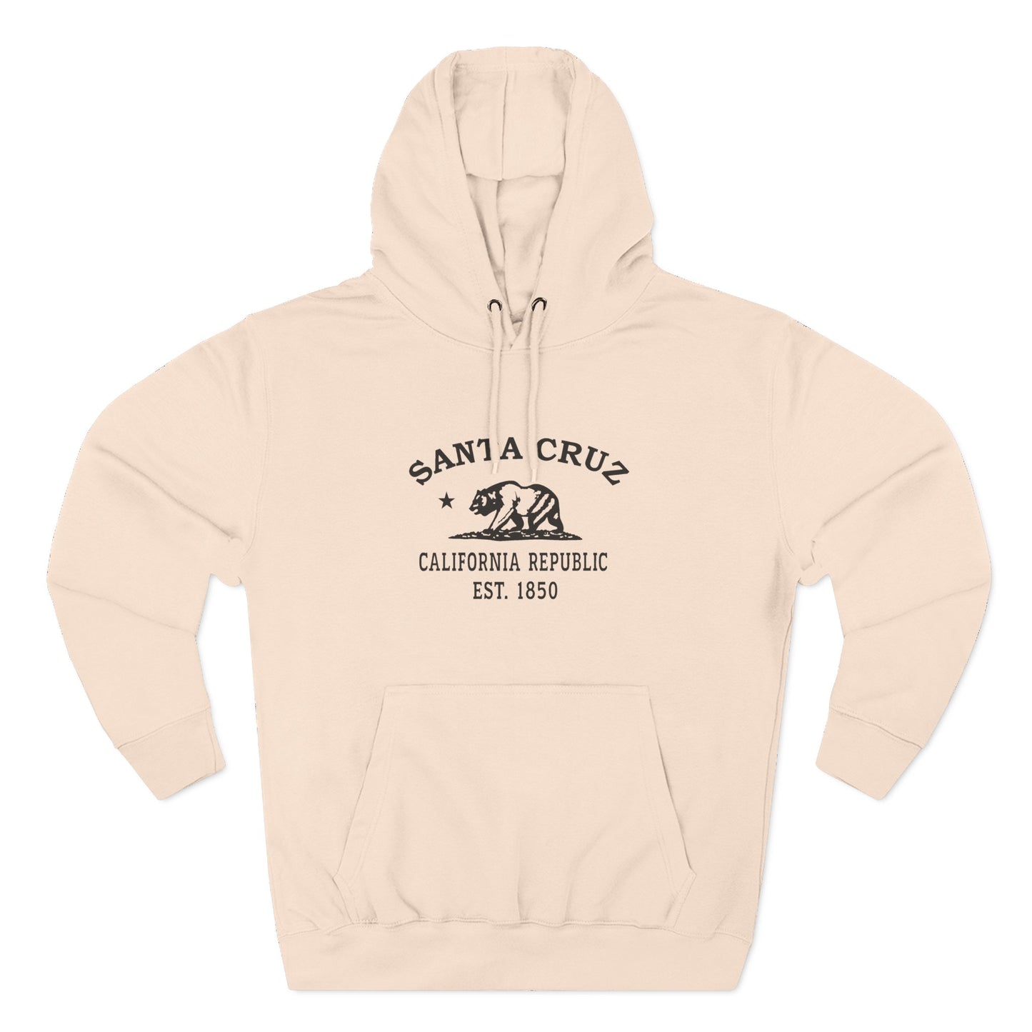 Santa Cruz California Vintage Retro Unisex Heavy Cotton Hoodie - Black Logo
