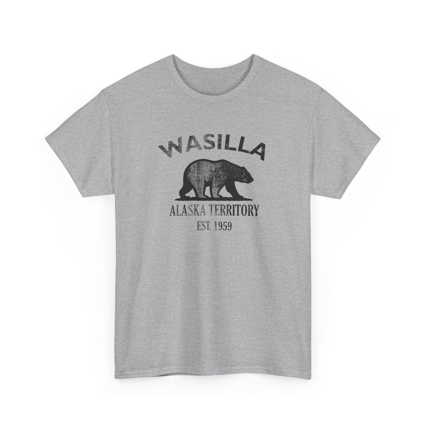 Wasilla Alaska Vintage Retro Unisex Heavy Cotton Tee - Black Logo