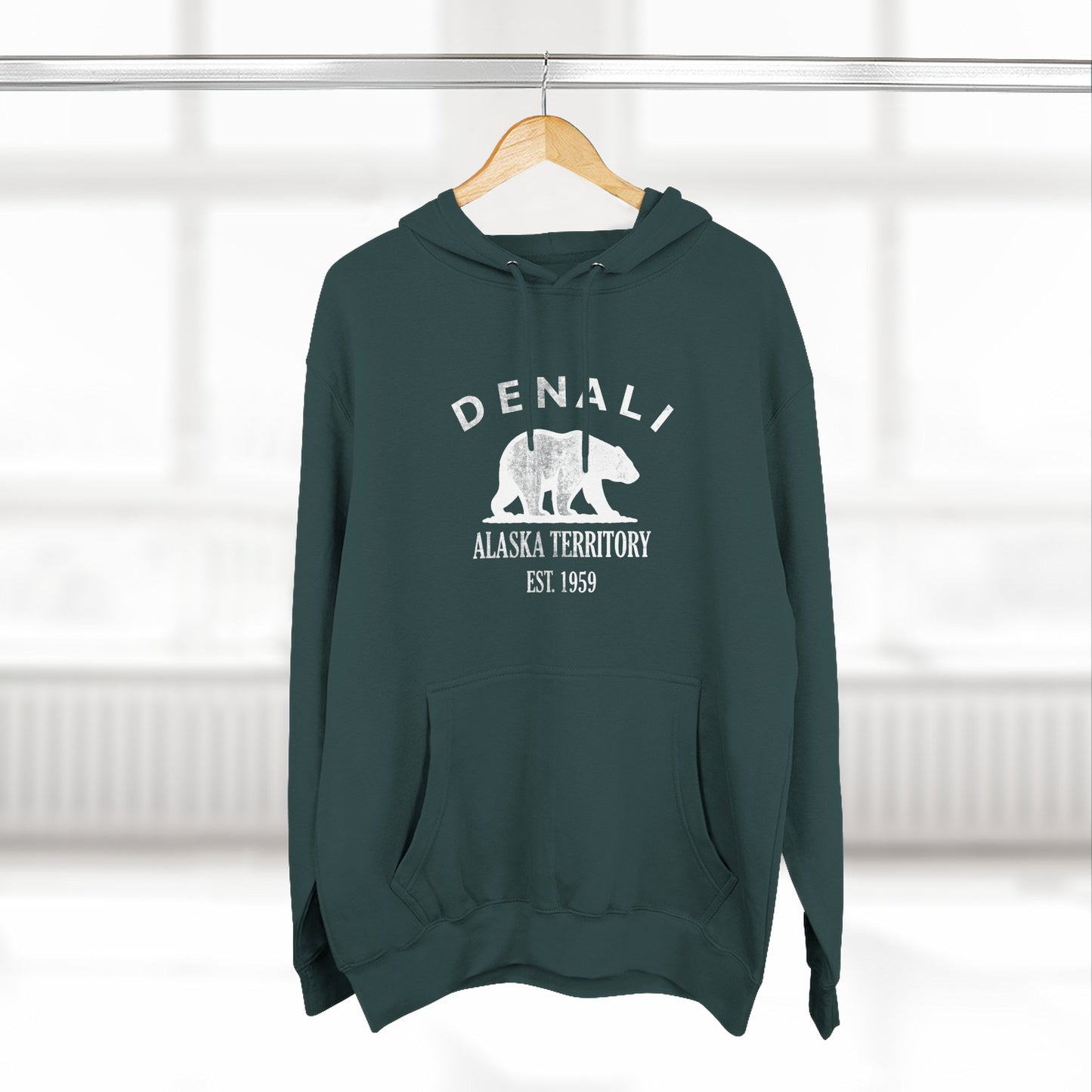 Denali Alaska Vintage Retro Unisex Heavy Cotton Hoodie - White Logo