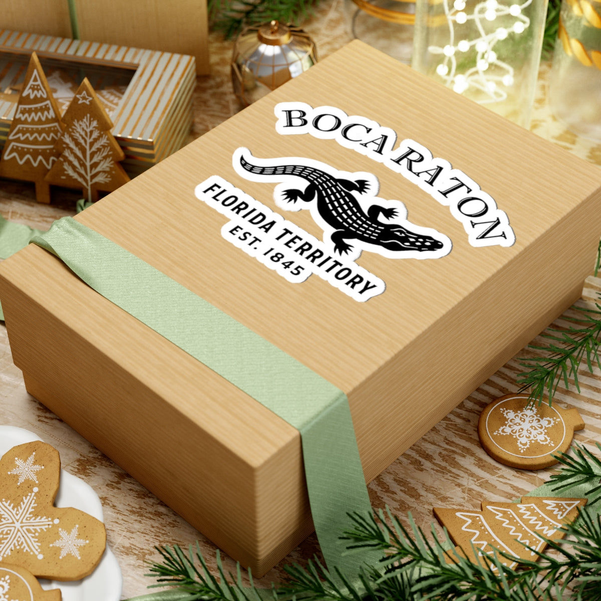 Boca Raton Florida Vintage Retro Vinyl Sticker - Black Logo